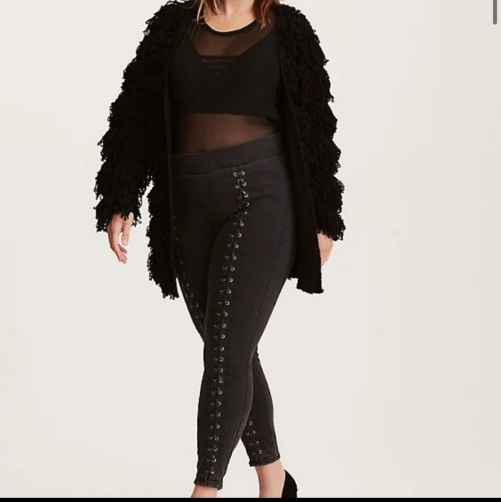 Torrid faux leather stitch jeans